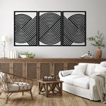 Sculptural Geometric Metal Wall Art Set 41 × 61 cm / Black