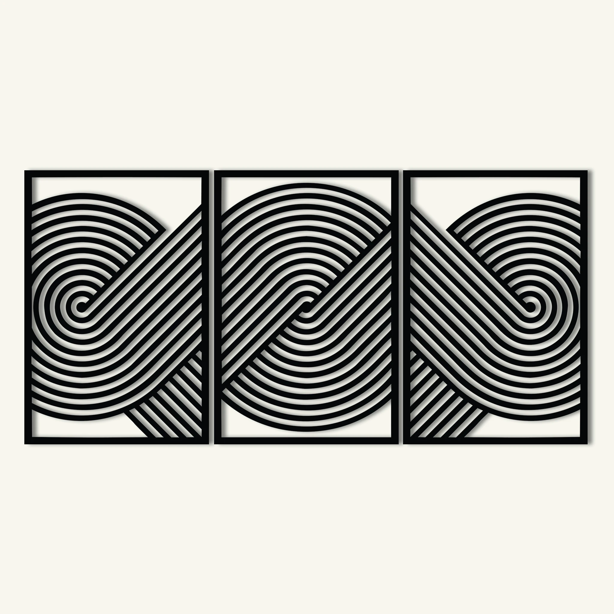 Sculptural Geometric Metal Wall Art Set 41 × 61 cm / Black