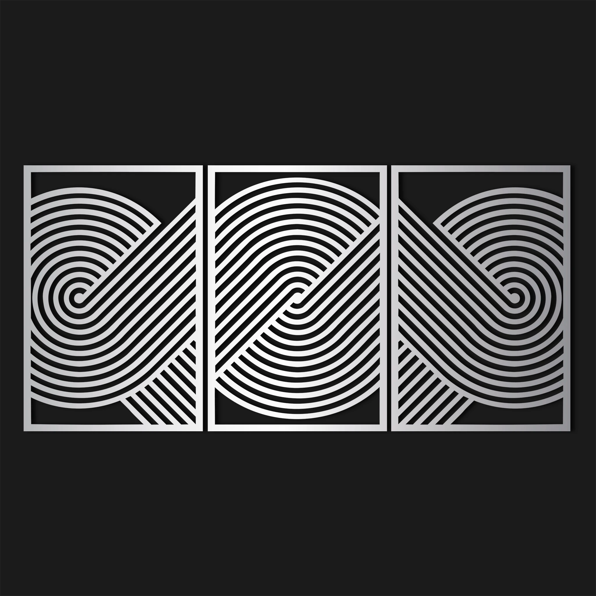 Sculptural Geometric Metal Wall Art Set 41 × 61 cm / Black