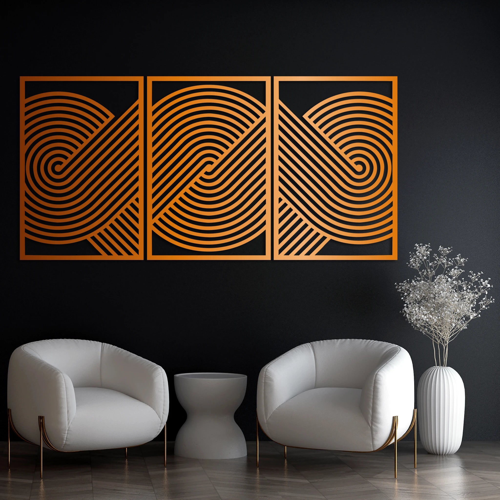 Sculptural Geometric Metal Wall Art Set 41 × 61 cm / Black