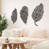 Set of 3 Metal Ayatul Kursi, Surah Al-Nas and Surah Al-Falaq Islamic Metal Art (Leaf Pattern) 80 x 46 cm / Gold