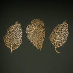 Set of 3 Metal Ayatul Kursi, Surah Al-Nas and Surah Al-Falaq Islamic Metal Art (Leaf Pattern) 80 x 46 cm / Gold