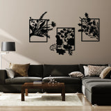 Botanical Silhouette Metal Wall Art Set 71 × 53 cm , 66 × 75 cm , 62 × 68 cm / Black