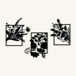 Botanical Silhouette Metal Wall Art Set 71 × 53 cm , 66 × 75 cm , 62 × 68 cm / Black