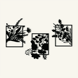 Botanical Silhouette Metal Wall Art Set 71 × 53 cm , 66 × 75 cm , 62 × 68 cm / Black