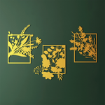 Botanical Silhouette Metal Wall Art Set 71 × 53 cm , 66 × 75 cm , 62 × 68 cm / Black