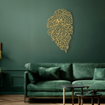 Ayatul Kursi Islamic Metal Art (Leaf Pattern) 80 x 48 cm / Gold