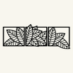 Minimalist Leaf Trio Metal Wall Art Set 57 × 51 cm / Black
