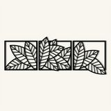 Minimalist Leaf Trio Metal Wall Art Set 57 × 51 cm / Black
