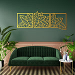 Minimalist Leaf Trio Metal Wall Art Set 57 × 51 cm / Black