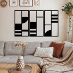 Minimalist Abstract Blocks Metal Wall Art Set 39 × 72 cm / Black