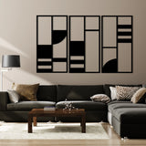Minimalist Abstract Blocks Metal Wall Art Set 39 × 72 cm / Black
