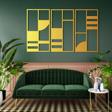 Minimalist Abstract Blocks Metal Wall Art Set 39 × 72 cm / Black