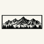 Scenic Mountain Forest Metal Wall Art 90 × 31 cm / Black