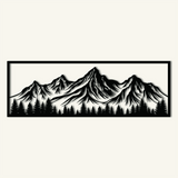 Scenic Mountain Forest Metal Wall Art 90 × 31 cm / Black
