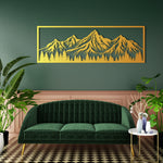 Scenic Mountain Forest Metal Wall Art 90 × 31 cm / Black