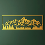Scenic Mountain Forest Metal Wall Art 90 × 31 cm / Black