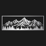 Scenic Mountain Forest Metal Wall Art 90 × 31 cm / Black