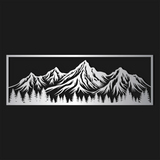 Scenic Mountain Forest Metal Wall Art 90 × 31 cm / Black