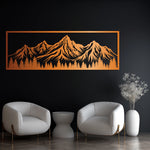 Scenic Mountain Forest Metal Wall Art 90 × 31 cm / Black