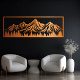 Scenic Mountain Forest Metal Wall Art 90 × 31 cm / Black
