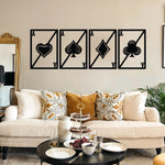 Minimalist Playing Card Metal Wall Art Set 41 × 58 cm / Black