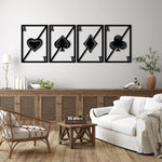 Minimalist Playing Card Metal Wall Art Set 41 × 58 cm / Black