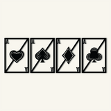 Minimalist Playing Card Metal Wall Art Set 41 × 58 cm / Black