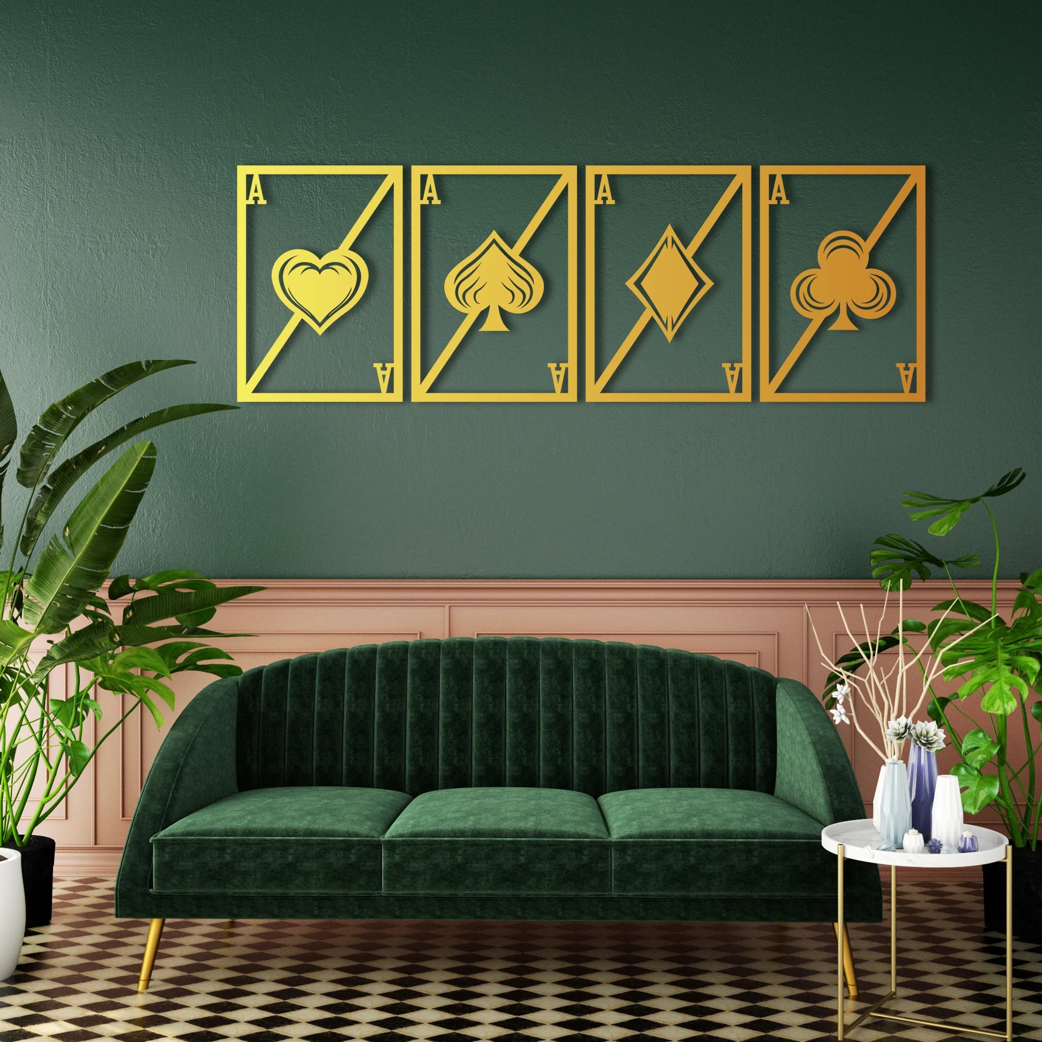 Minimalist Playing Card Metal Wall Art Set 41 × 58 cm / Black