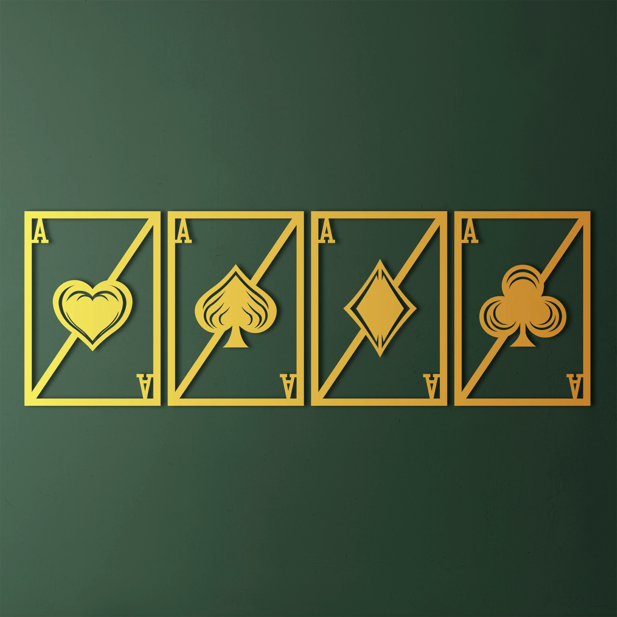 Minimalist Playing Card Metal Wall Art Set 41 × 58 cm / Black