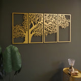 Metal Tree of Surahs (4 Quls) Islamic Metal Art Set of 4 32 x 69cm / Gold