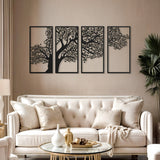 Metal Tree of Surahs (4 Quls) Islamic Metal Art Set of 4 32 x 69cm / Gold