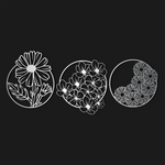 Whimsical Floral Circle Metal Wall Art Set 40 × 40 cm / Black