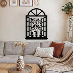 Charming Window Birds Metal Wall Art 45 × 62 cm / Black