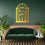 Charming Window Birds Metal Wall Art 45 × 62 cm / Black