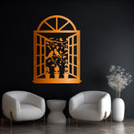 Charming Window Birds Metal Wall Art 45 × 62 cm / Black