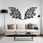 Refined Botanical Leaves Metal Wall Art Set 75 × 70 cm / Black