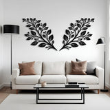 Refined Botanical Leaves Metal Wall Art Set 75 × 70 cm / Black