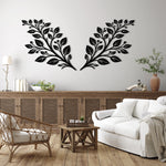 Refined Botanical Leaves Metal Wall Art Set 75 × 70 cm / Black
