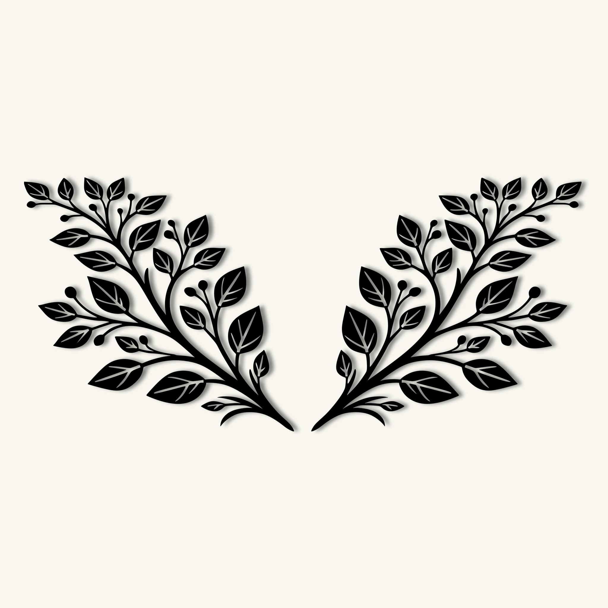 Refined Botanical Leaves Metal Wall Art Set 75 × 70 cm / Black