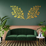 Refined Botanical Leaves Metal Wall Art Set 75 × 70 cm / Black