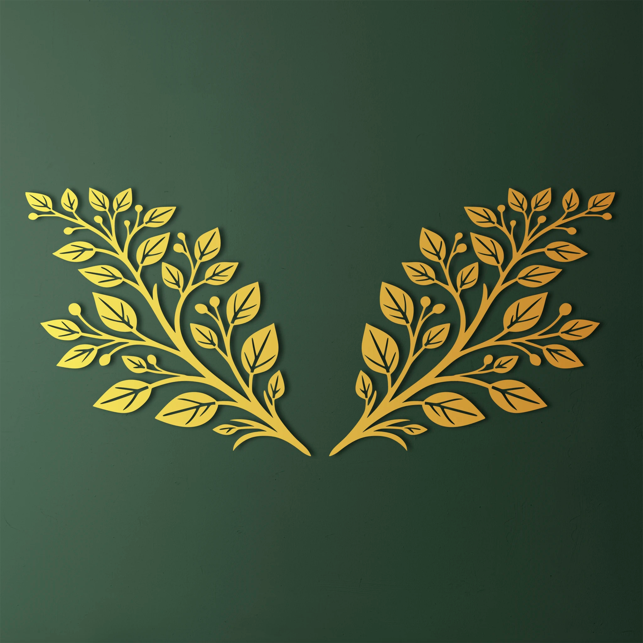 Refined Botanical Leaves Metal Wall Art Set 75 × 70 cm / Black