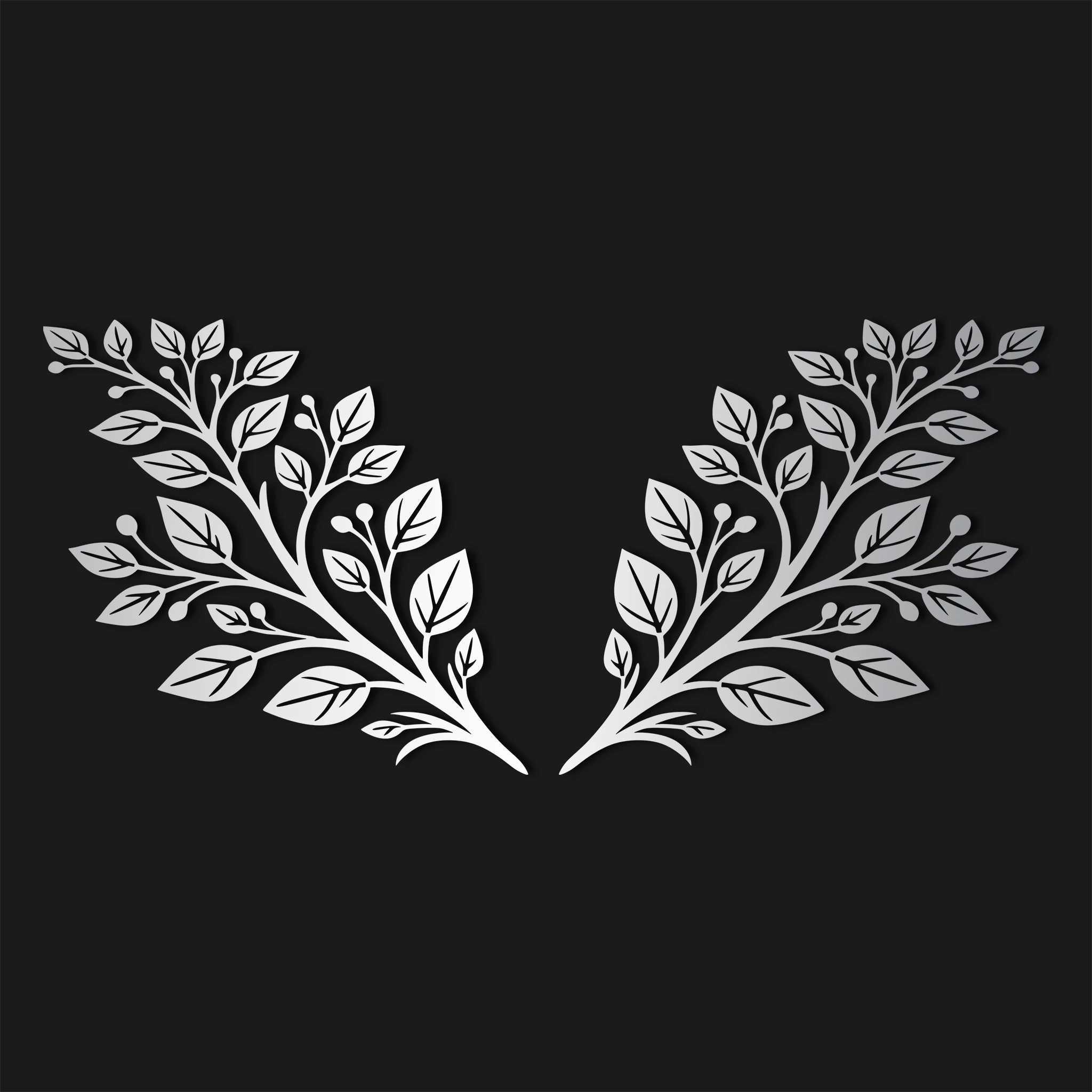Refined Botanical Leaves Metal Wall Art Set 75 × 70 cm / Black