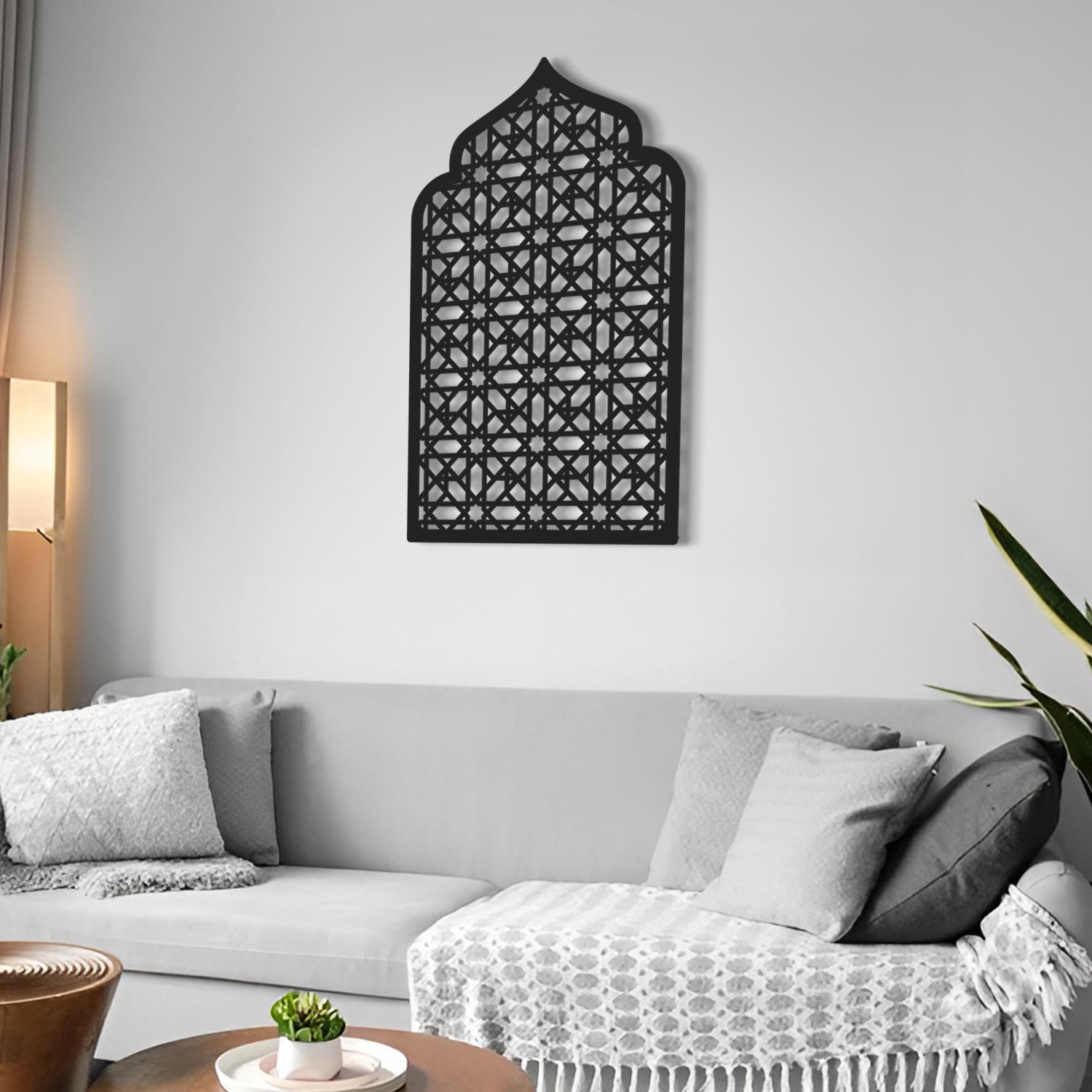 Mihrab Patterned Islamic Metal Art 72 x 45 cm / Gold