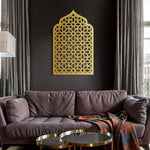 Mihrab Patterned Islamic Metal Art 72 x 45 cm / Gold
