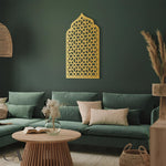 Mihrab Patterned Islamic Metal Art 72 x 45 cm / Gold