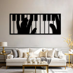 Modern Piano Keys Metal Wall Art 85 × 35 cm / Black