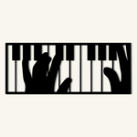 Modern Piano Keys Metal Wall Art 85 × 35 cm / Black