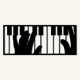 Modern Piano Keys Metal Wall Art 85 × 35 cm / Black