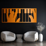 Modern Piano Keys Metal Wall Art 85 × 35 cm / Black